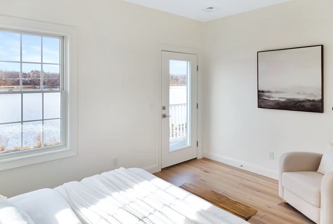 Bedrooms open onto the balcony